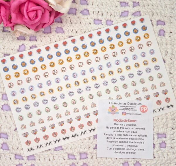 Estampinha Decalque BT21 PP