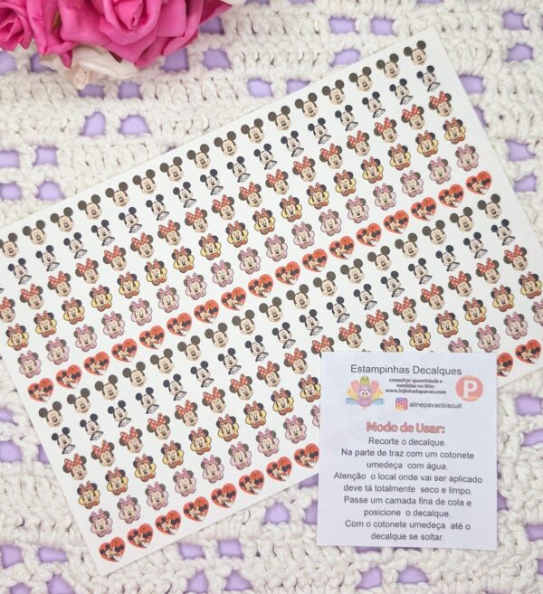 Estampinha Decalque Mickey e Minnie p